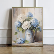 Poster de peinture à l'huile Blue Hydrangea