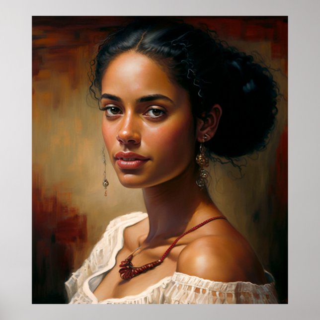 Poster de peinture à l'huile de portrait d'une fem (Devant)