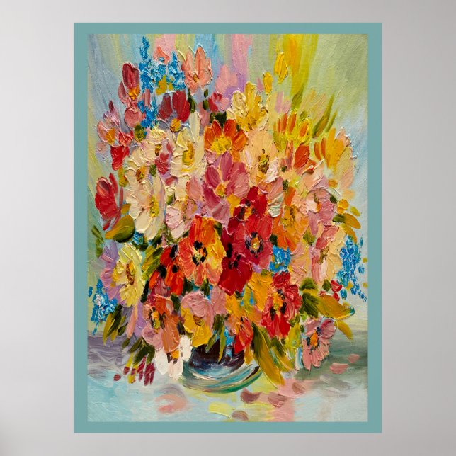 Poster de peinture à l'huile florale (Devant)