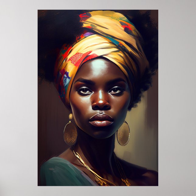 Poster de peinture à l'huile pour femme africaine (Devant)