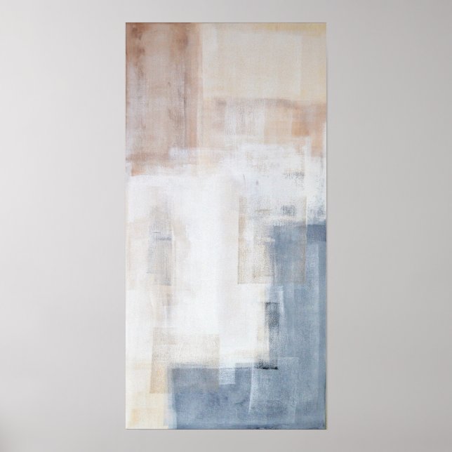 Poster de peinture Abstraite gris et beige (Devant)