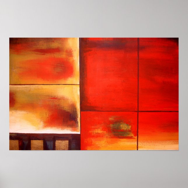 Poster de peinture Abstraite rouge (Devant)