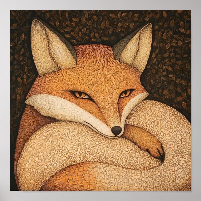 Poster de peinture animalière Fox Woodland (Devant)