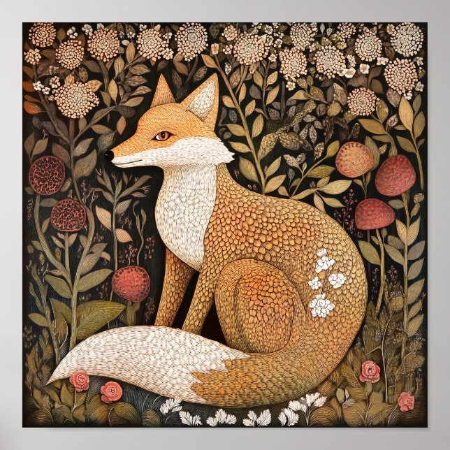 Poster de peinture animalière Fox Woodland (Devant)