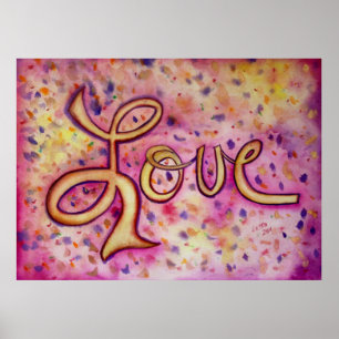 Poster de peinture d'art rose Love Imprimer