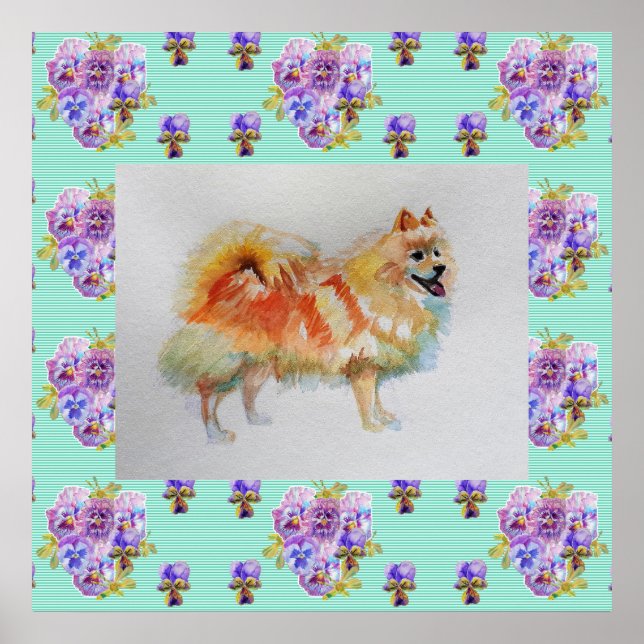 Poster de peinture de chien de Spitz Pomeranian al (Devant)