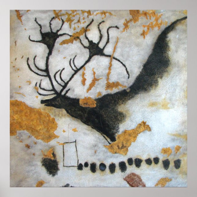 Poster de peinture de la grotte Lascaus Megalocero (Devant)