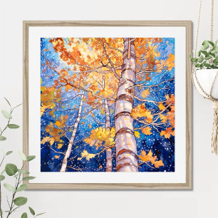 Poster de peinture de paysage de la forêt de nuit
