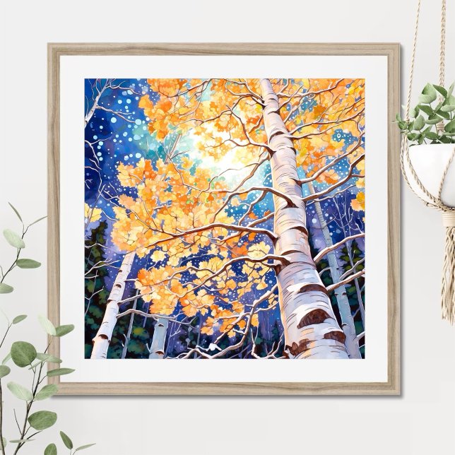 Poster de peinture de paysage de la forêt de nuit (Créateur téléchargé)