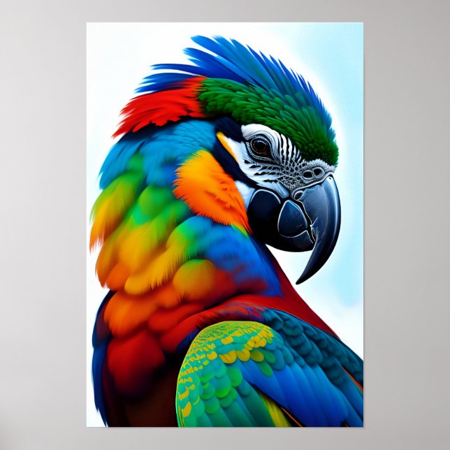 Poster de peinture d'oiseaux aux perroquets macaw  (Devant)
