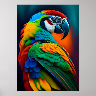 Poster de peinture d'oiseaux aux perroquets macaw