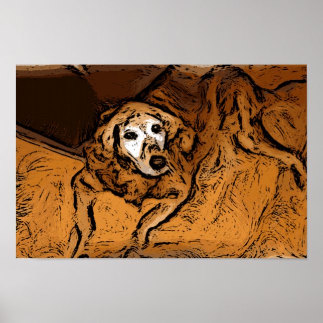 Poster de peinture Golden Retriever (Devant)