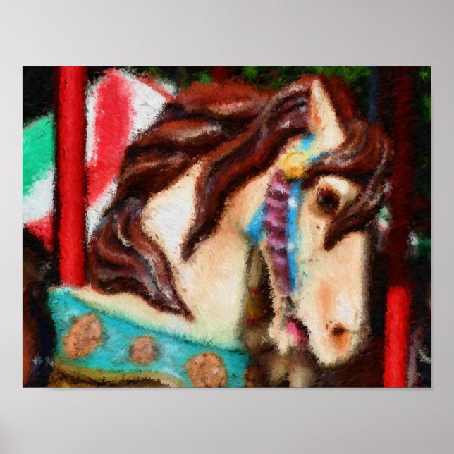Poster de peinture impressionniste du Cheval Carou (Devant)