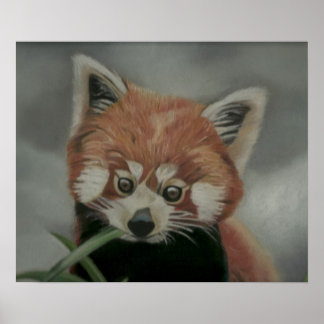 Poster de peinture Panda Pastel Rouge