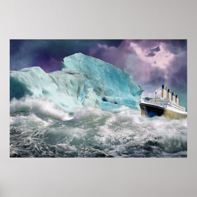 Poster de peinture Titanic et Iceberg RMS (Devant)