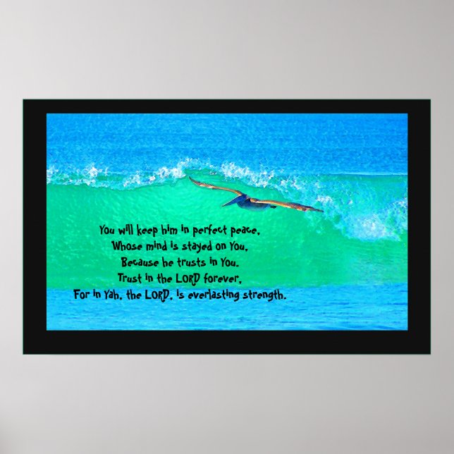 Poster de Pélican Surfing Isaiah 26:3-4 (Devant)