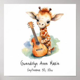 Poster de pépinière Giraffe avec guitare