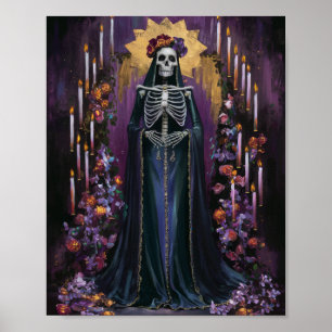 Poster de père Noël Muerte avec bougies et fleurs