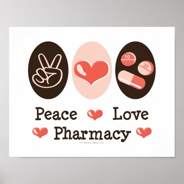 Poster de pharmacie Peace Love (Devant)