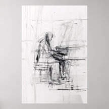 Poster de pianiste Abstrait - Musique expressive