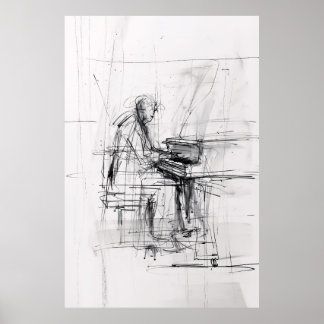 Poster de pianiste Abstrait - Musique expressive