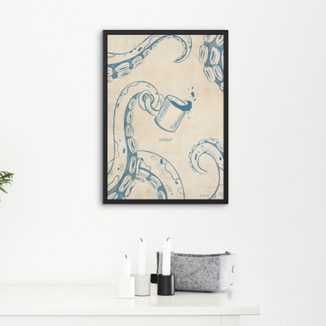 Poster de pieuvre avec affiche d'encre de coupe de (Créateur téléchargé)