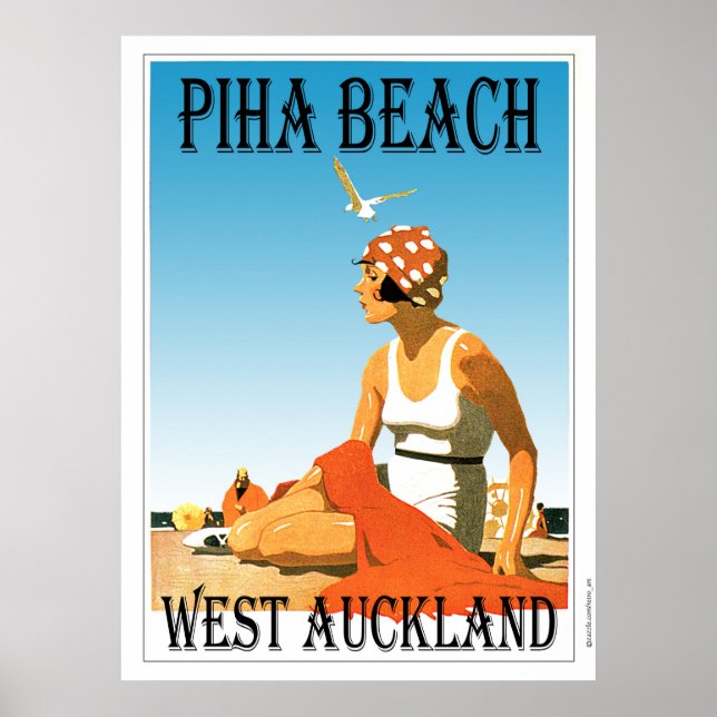 Poster de Piha Beach West Auckland Beach (Devant)