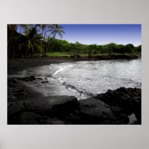 Poster de plage de sable noir de Punalu'u