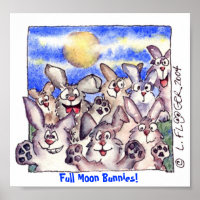 Poster de Pleine lune de lapin de dessin mignon Im