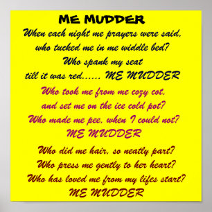 poster de poème ME MUDDER