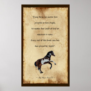 Poster de poésie de style parchemin "Horse Angels"