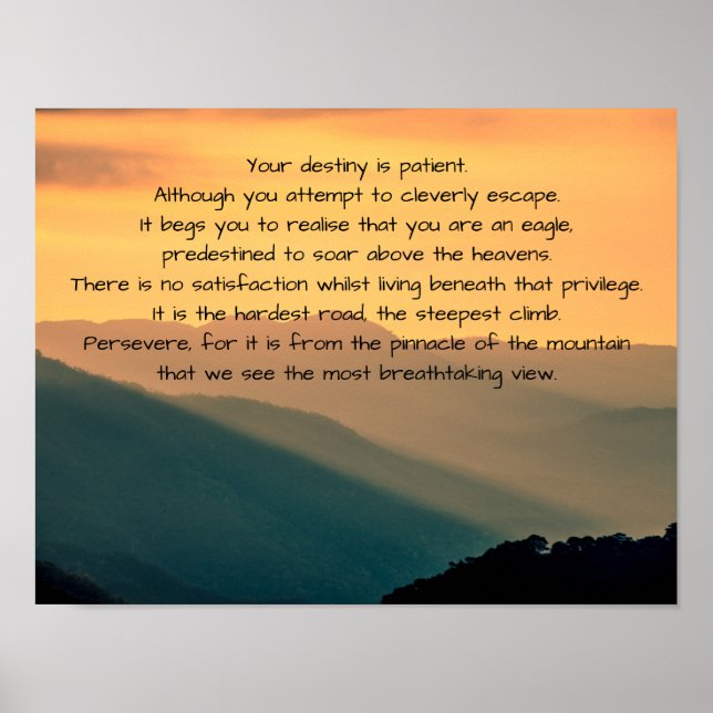 Poster de poésie inspirante à thème Sunset Mountai (Devant)