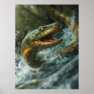 Poster de poisson de serpent majestueux qui sort d