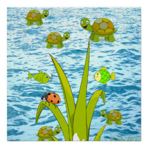 Poster de poisson et de tortue Poster Posters