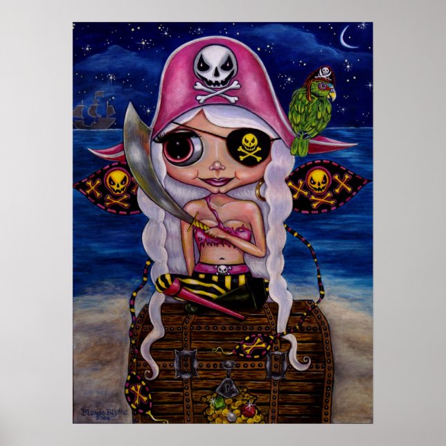 Poster de poitrine rose Pirate (Devant)