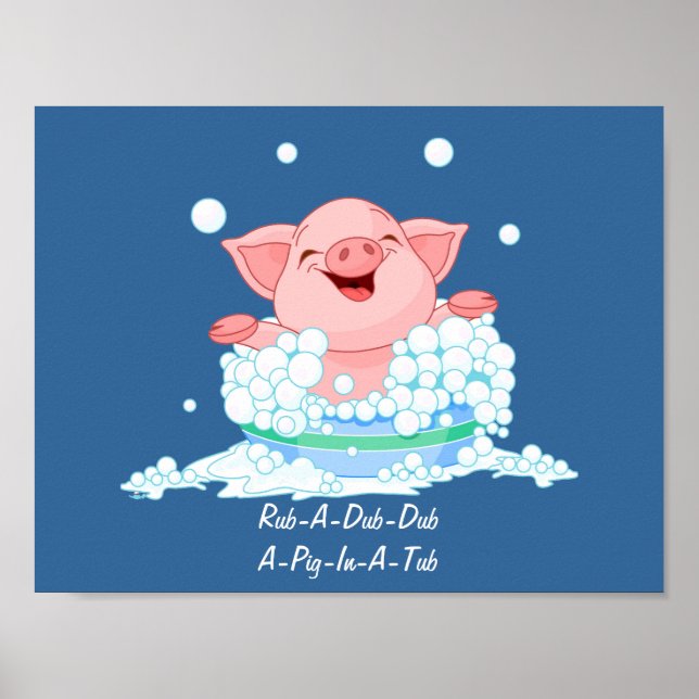 Poster de porc dans un bain (Devant)