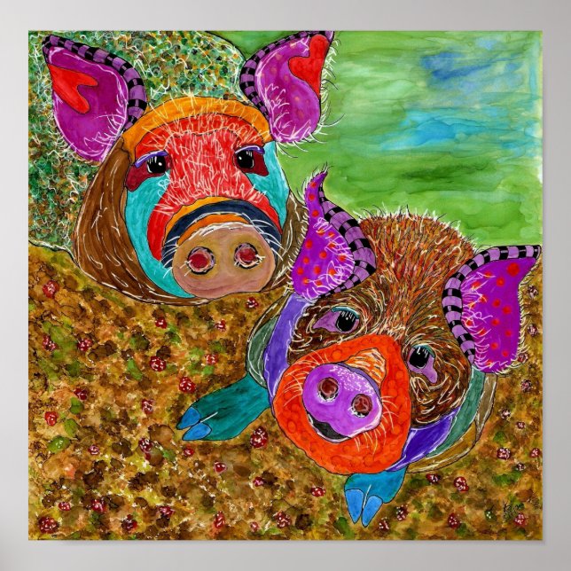 Poster de porc de Guinée 12" x 12" (Devant)