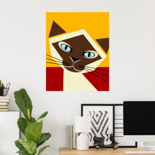 Poster de portrait de chat vector Siamese