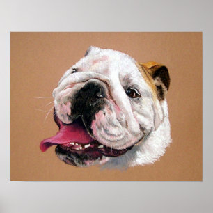 Poster de portrait de chien de Bulldog en anglais 