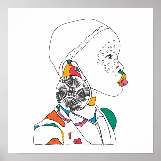 Poster de portrait de fille africaine (Devant)