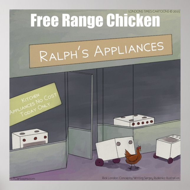 Poster de poulet Rick London Funny Free Range (Devant)