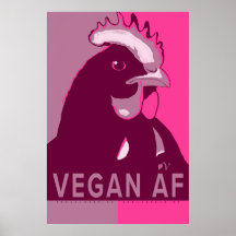 Poster de poulet Vegan AF Pink Camo Pop Art