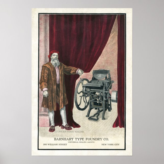 Poster de presse à lettres Gutenberg type fonderie (Devant)