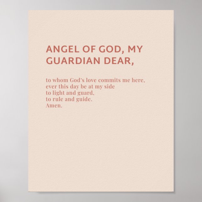 Poster de prière de l'Ange de Dieu (Devant)