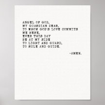 Poster de prière de l'Ange de Dieu