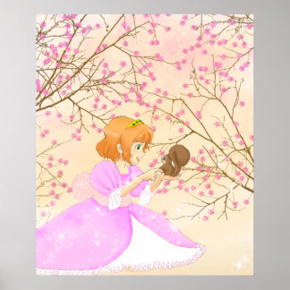 Poster de princesse rose et d'écureuil