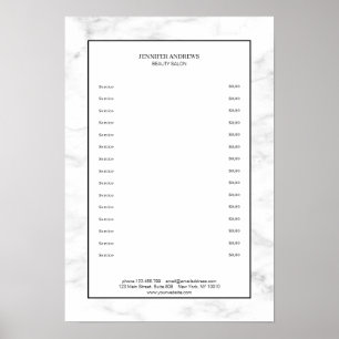 Poster de prix de Marbre blanc élégant