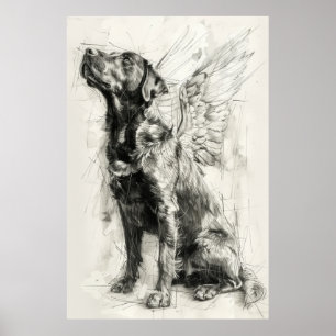 Poster de profil Canine céleste avec ailes angéliq