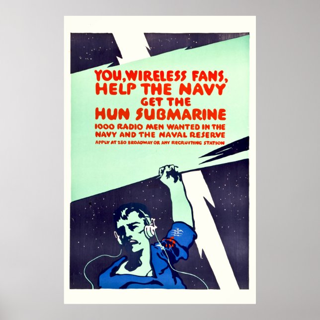 Poster de propagande radio sans fil de la Première (Devant)