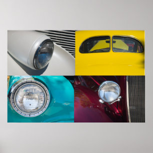 Poster de quatre voitures anciennes